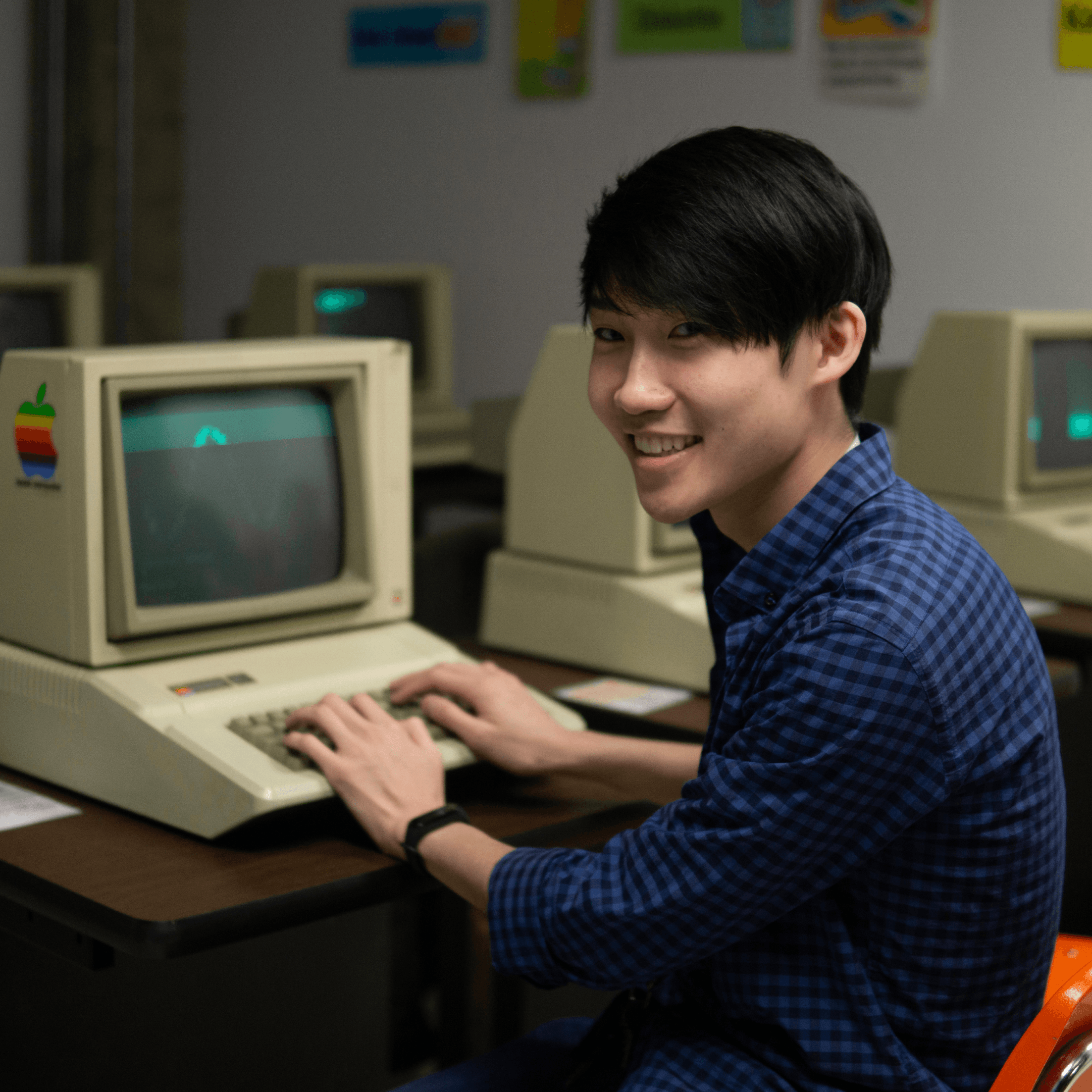 Daylen typing on Apple 2 PC